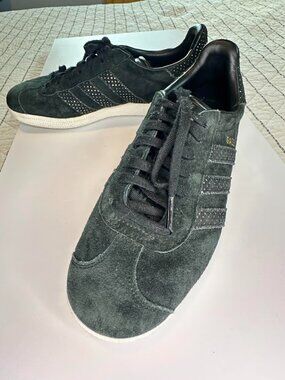 Adidas Black and Gold Metallic Suede Gazelle - Women's 8